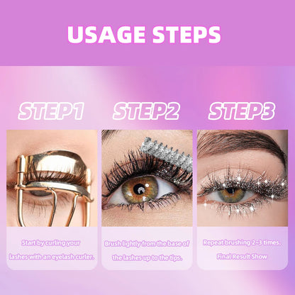 Sliver Gold Purple Glitter Mascara Quick Dry Lasting Waterproof Curling Thick Shiny Eyelash Diamond Mascara 3 Colors