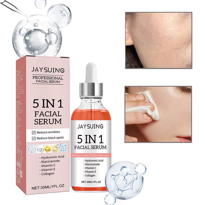 5 in 1 Fade Fine Lines Firming Face Serum Moisturizing Brightning Vitamin C Hyaluronic Acid Facial Serum Shrink Pores Skin Care