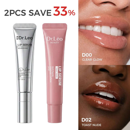 Dr.Leo Tinted Peptide Lip Serum – Brightens Dull-Looking Lips &amp; Smooths Lip Lines, Sheer-To-Buildable Glossy Color + Hydrating Lip Care, Pink Dew / Toast Nude, 15G 