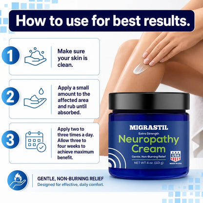 Migrastil Neuropathy Cream - Soothing Cream 3-Pack for Feet, Legs, Hands, Etc. Aloe Shea Butter Gentle Clove Moisturizing Body Care Daily. HSA/FSA Eligible