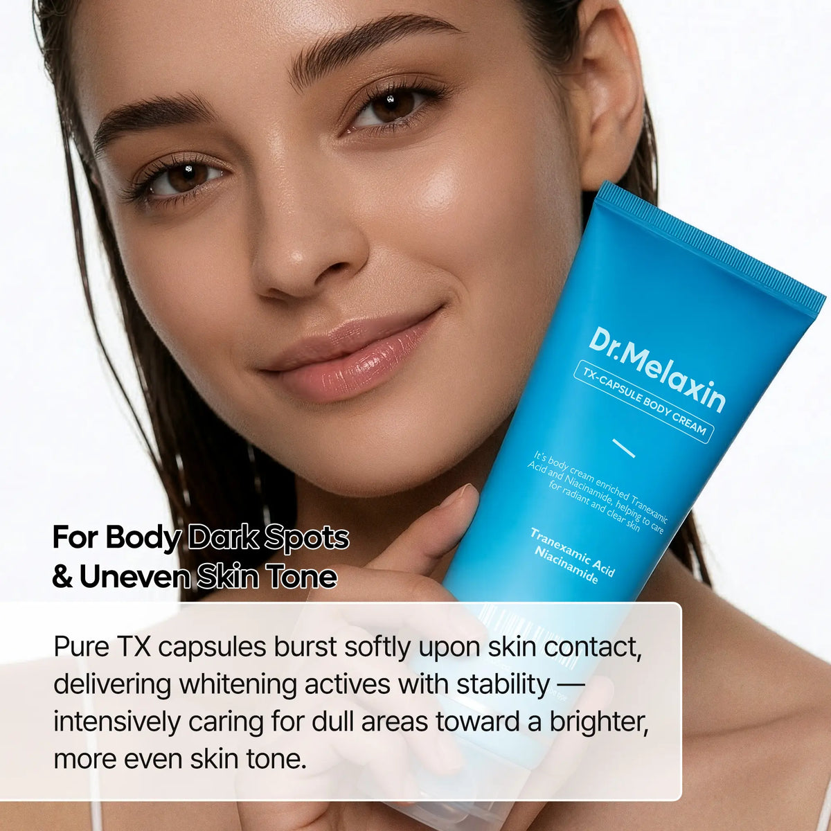 [Dr.Melaxin Official] 2-Step Smoothing Body Glow Routine, Tranexamic Acid Exfoliating Spray &amp; Niacinamide Capsule Cream for Dark Spots &amp; Hyperpigmentation