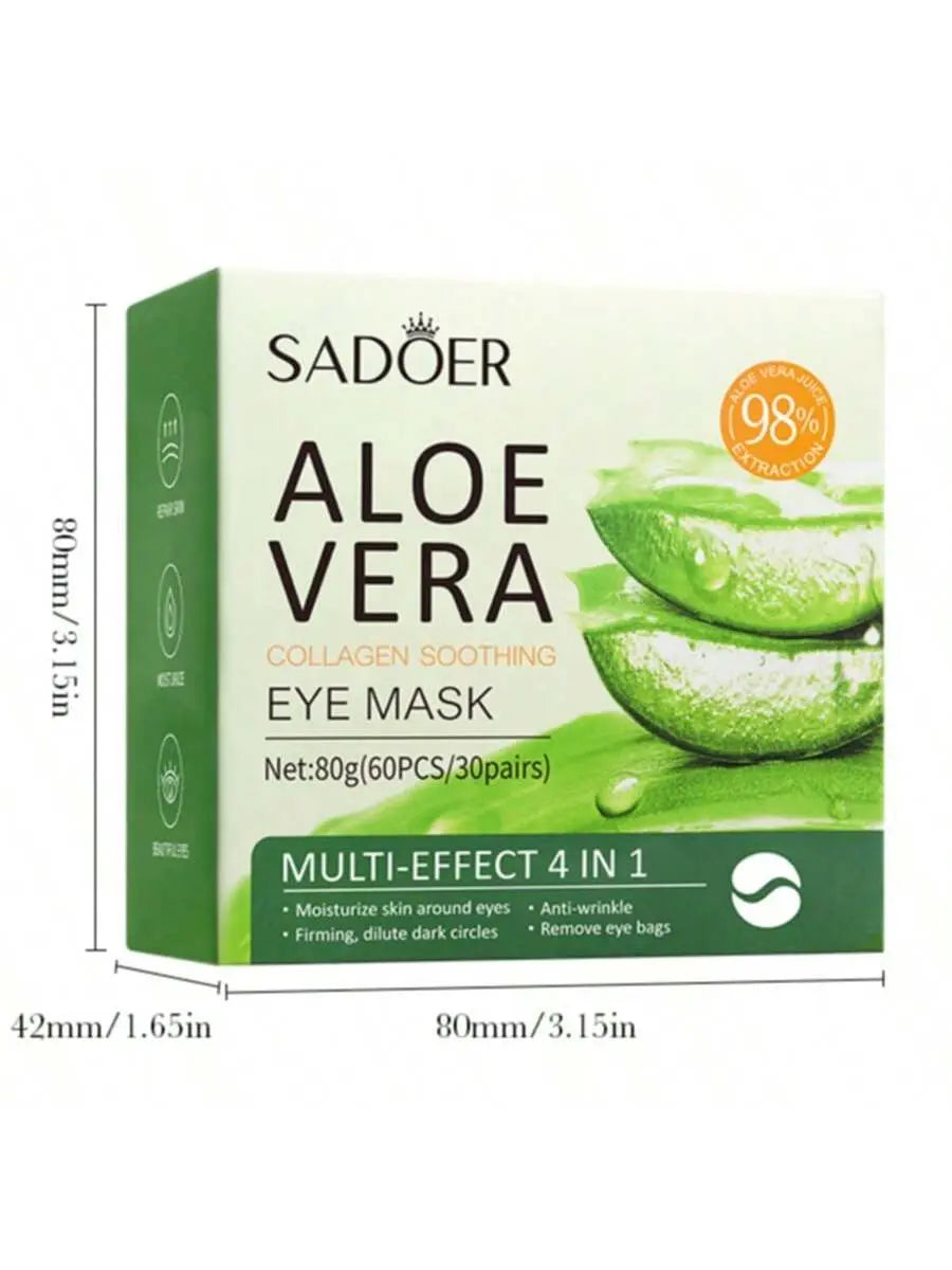 SADOER Aloe Vera under Eye Mask Pads Pack - 60 Gel Patches, Daily under Eye Moisturizer, Soothing Formula to Hydrate &amp; Boost Skin Health, under Eyes