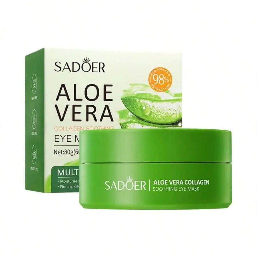 SADOER Aloe Vera under Eye Mask Pads Pack - 60 Gel Patches, Daily under Eye Moisturizer, Soothing Formula to Hydrate &amp; Boost Skin Health, under Eyes
