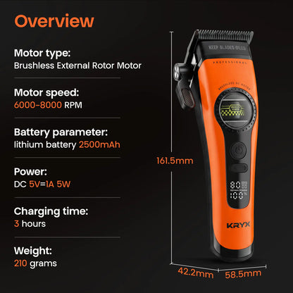 Professional Hair Clippers for Men Outer-Rotor Motor Hair Trimmer Dlc-Blade Barber Clipper for Hair Cutting Cordless Electric Clippers Hair Cutter
