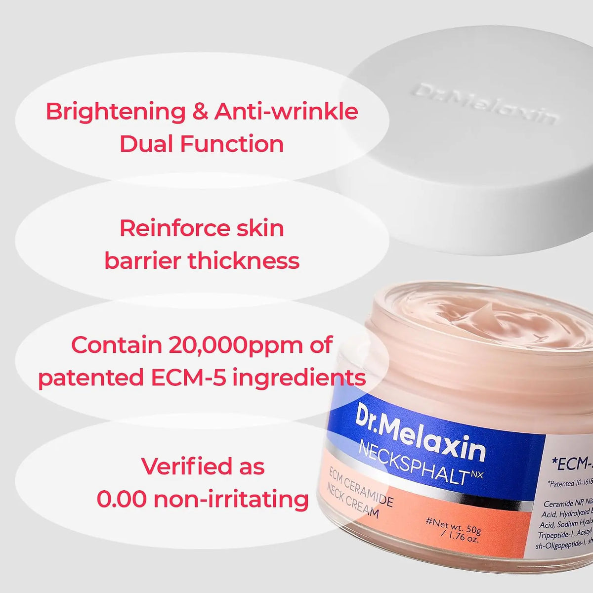 [Dr.Melaxin] Necksphalt ECM Ceramide Neck Cream 50Ml – Firming &amp; Lifting Neck Cream for Wrinkles &amp; Sagging Skin, Ceramide &amp; Collagen for Elasticity &amp; Radiant Glow