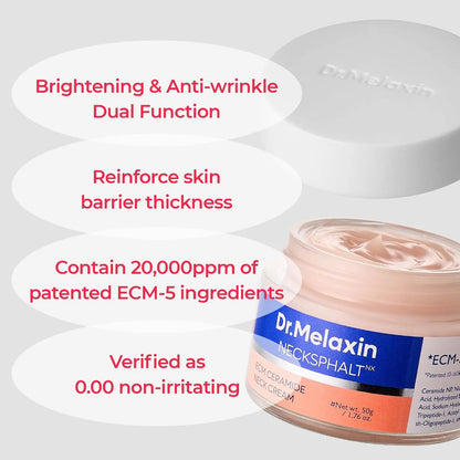 [Dr.Melaxin] Necksphalt ECM Ceramide Neck Cream 50Ml – Firming &amp; Lifting Neck Cream for Wrinkles &amp; Sagging Skin, Ceramide &amp; Collagen for Elasticity &amp; Radiant Glow