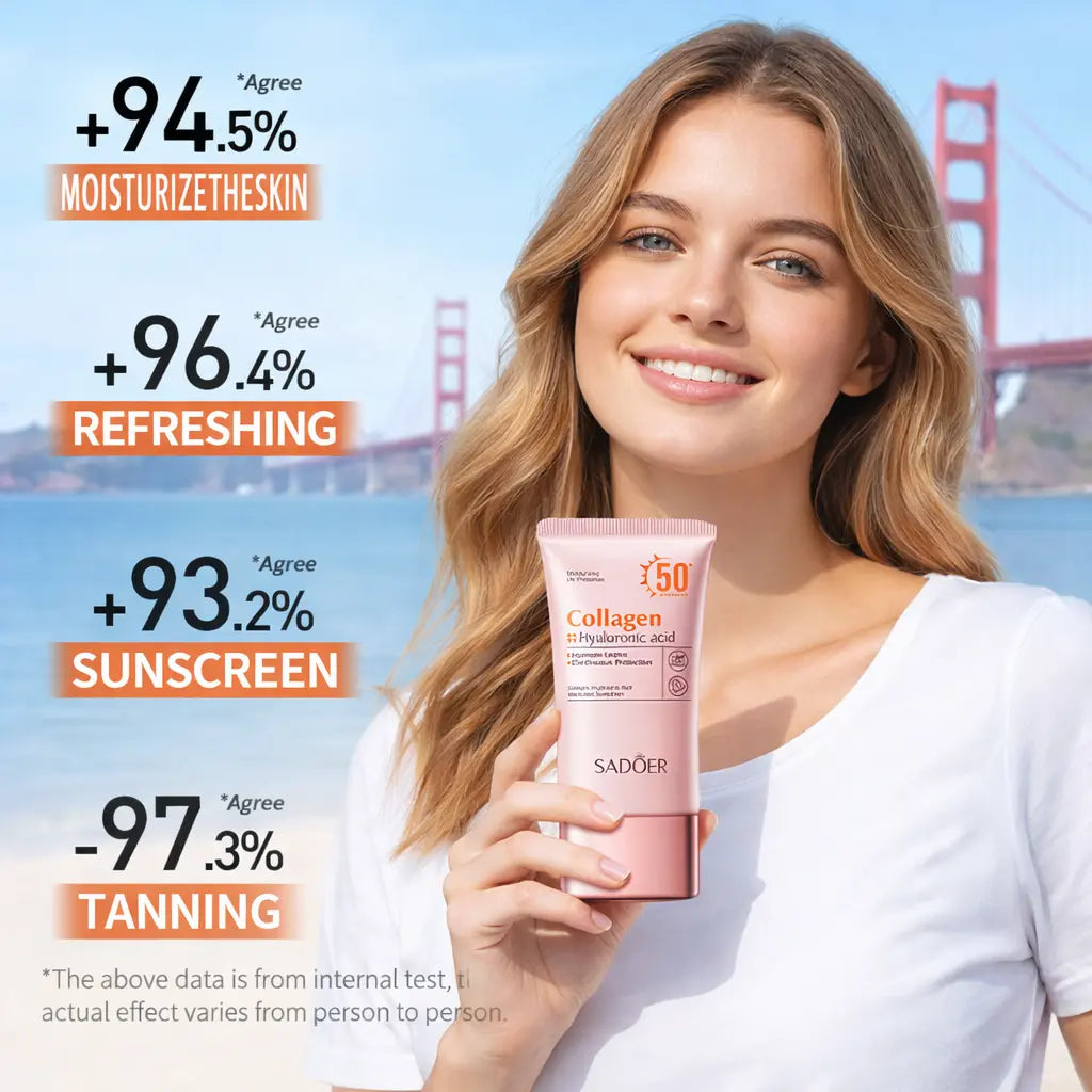 Collagen &amp; Hyaluronic Acid Liquid Sunscreen SPF50+ for Adults - 2-In-1 UV Protection &amp; Moisturizing Sunscreen for Face, Daily Use &amp; Outdoor Activities, Facial, Any, Hydrating, 50Ml, 100G, Self Care Products, Lightweight Gel