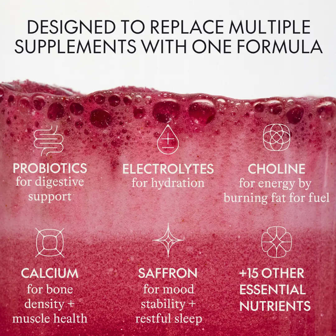 Perimenopause Supplement for Women – Biologica Midlife Essentials Effervescent Drink Mix, 30 Servings with Saffron, L-Theanine &amp; GABA for Mood, Sleep, Focus &amp; Stress Support, plus Probiotics, Ages 40-55 | Perimenopause Vitamins | Menopause Support