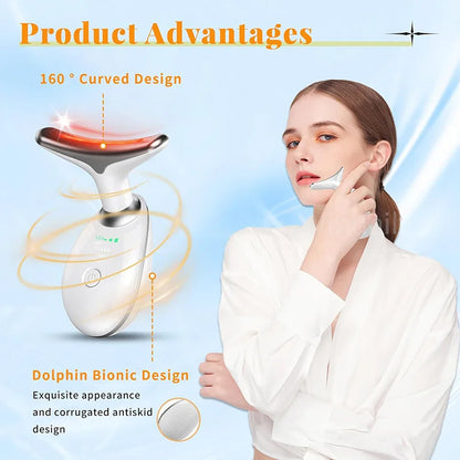 Microcurrent Face Neck Lifting Massager LED Photon Therapy Skin Tighten Massage Reduce Double Chin anti Wrinkle Beauty Device
