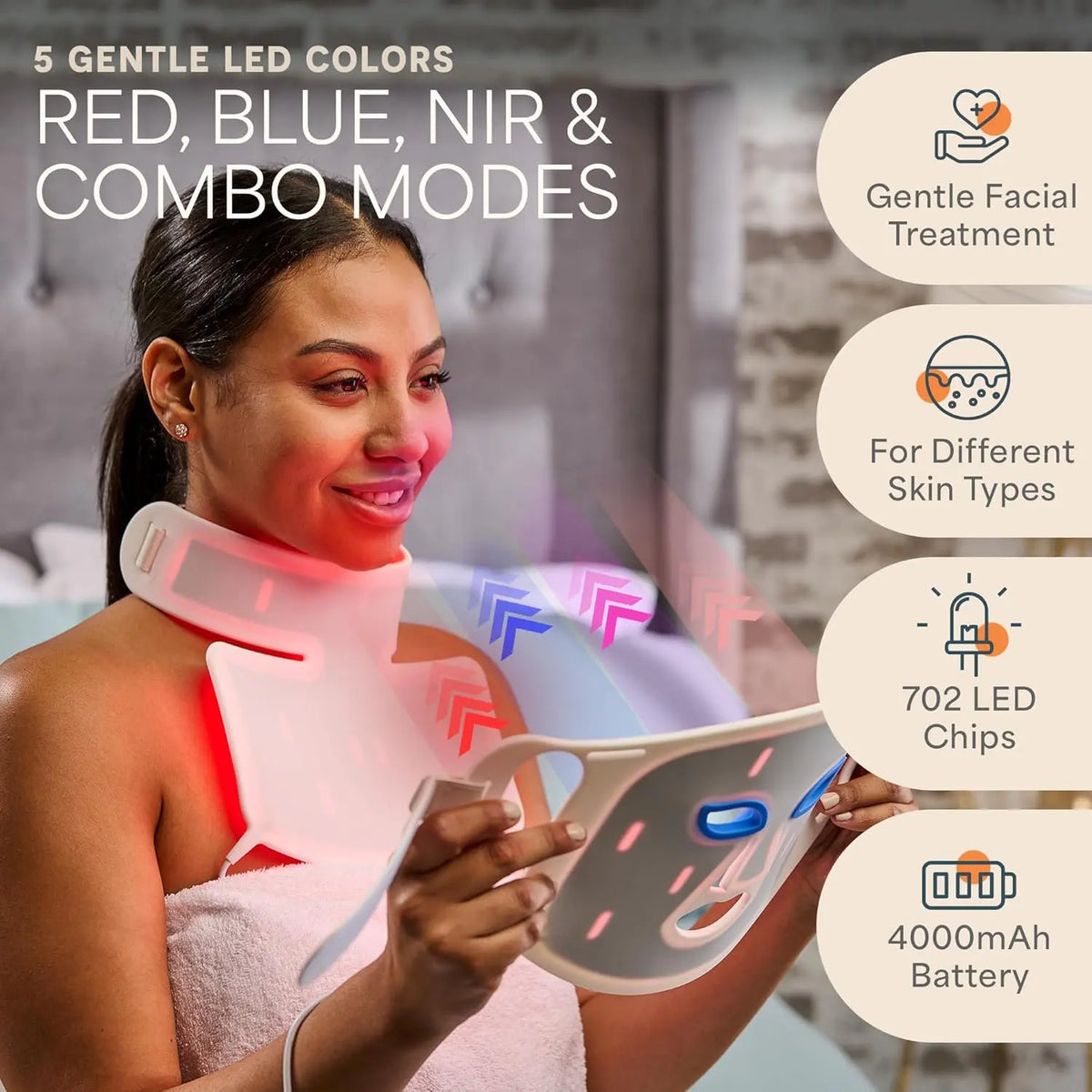 Lifepro Revitaglow Pro Red Light Therapy Mask – HSA/FSA Eligible, Infrared Red Light Therapy for Face &amp; Neck, 234 Triple-Chip Silicon Leds, 5 Modes – Skin Wellness &amp; Comfort