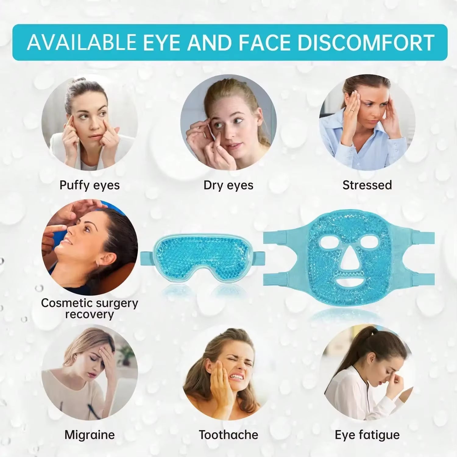 Gel Cooling Ice Face Eye Mask Facial Mask Hot Cold Compress Pack Gel Beads Cold Face Eye Mask Ice Pack,Compress Sleeping Facespa