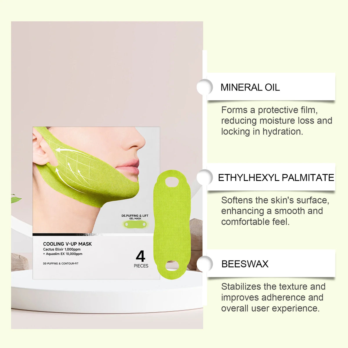 Cooling V-Up Face Lifting Mask Reduce Puffiness &amp; Pore Tightening Contouring Firming Chin Neck V-Shape Facial Patch