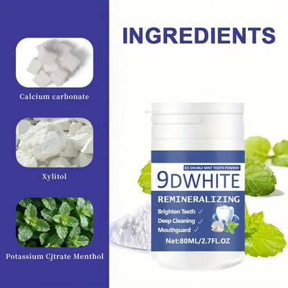 9D Purple Teeth Whitening Powder 80Ml Deep Cleaning Tooth Cleaning Powder, Fresh Breath Toothpaste Dental Care Products