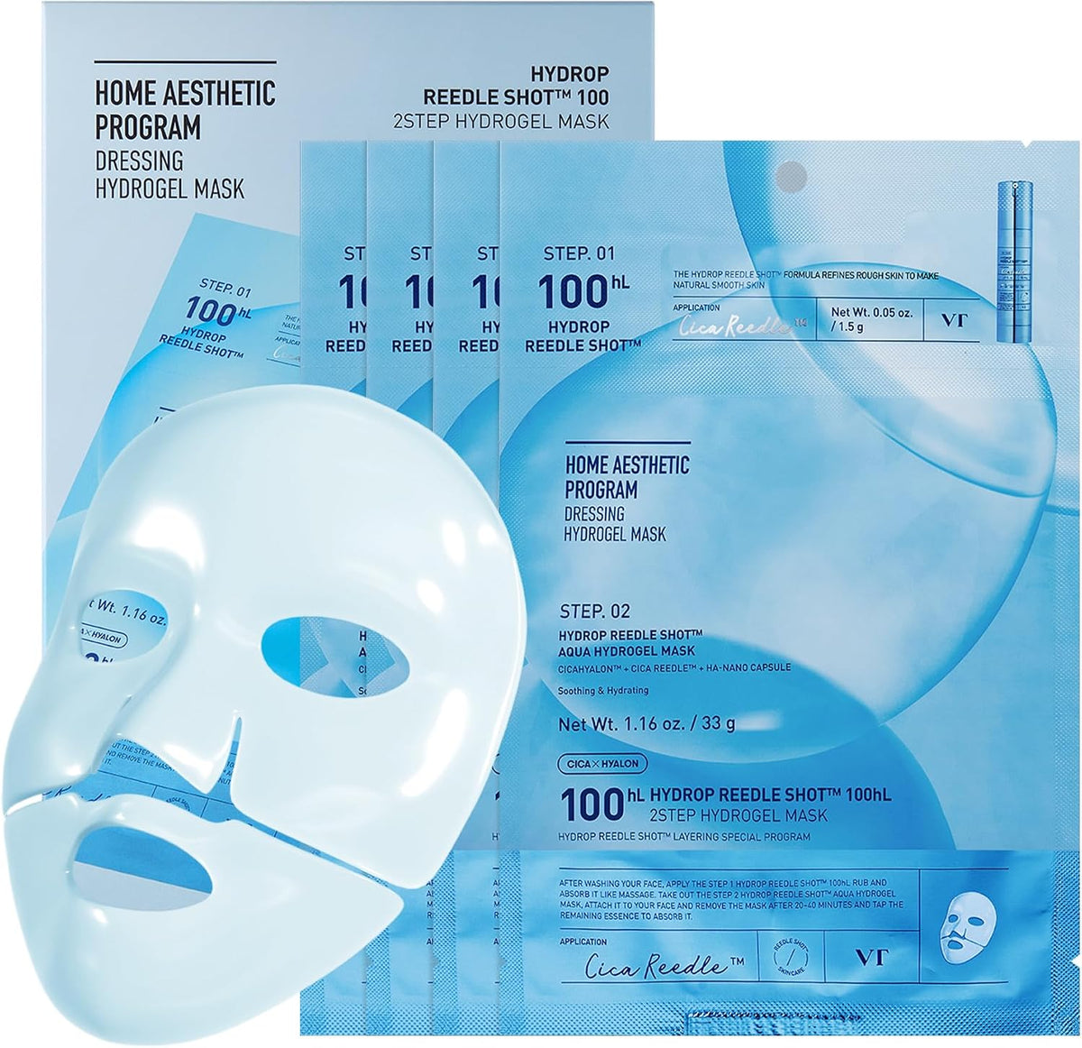 Collagen Reedle Shot 100 2-Step Hydrogel Mask(34.5Gx4Ea) | Intensive Firming Exosome 500Da Collagen Melting Mask (Hydrop, Elasticity &amp; Fine Lines)