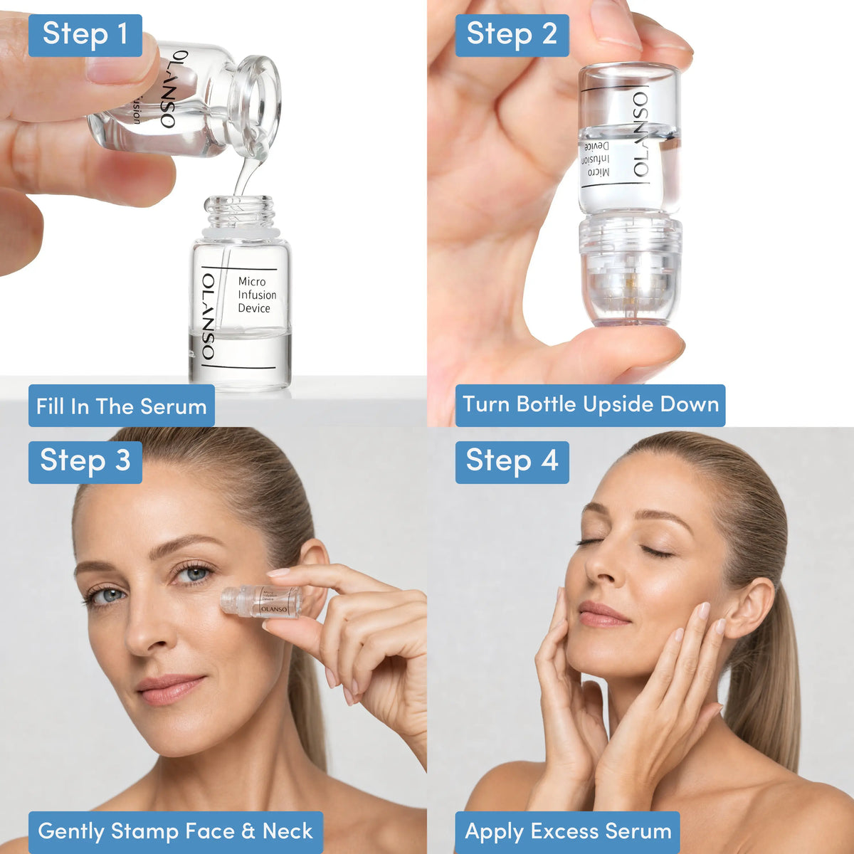 Olanso Facial Infusion Kit - 30 Ml Dropper Bottle Skin Care Kit with Radiant Serum &amp; Peptides, Multi-Pack for Glow up &amp; Aesthetic Glow, 1-Month Supply for All Skin Types, Dropper Bottle Skin Care Kits