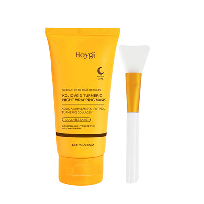 Overnight Facial Peel with Turmeric &amp; Collagen - Exfoliating &amp; Brightening Treatment to Hydrate Acne Prone Skin, Includes Silicone Brush, Nourishing, Kojic Acid, Adults, Dry, Sensitive, Mask, Skin Care Products, Radiant, Gentle, Peel-Off, Wrap Mask