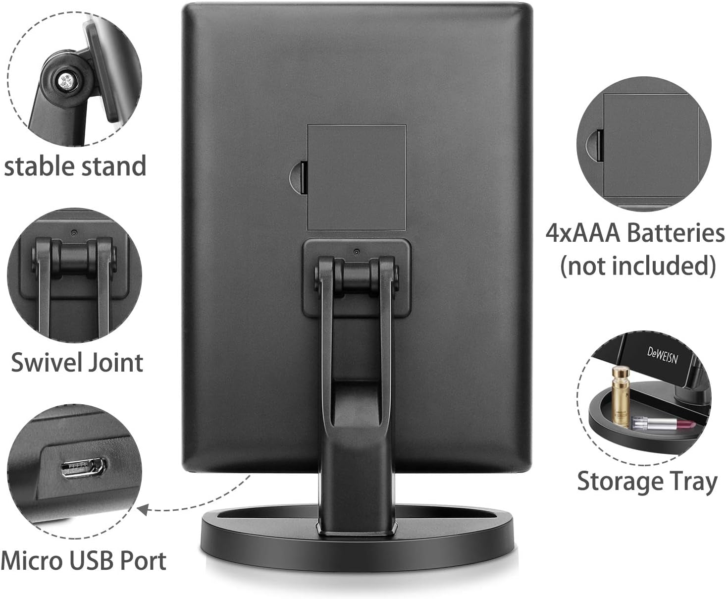 Tri-Fold Lighted Vanity Makeup Mirror with 21 LED Lights, Touch Screen and 3X/2X/1X Magnification Mirror, Two Power Supply Mode Tabletop Makeup Mirror,Travel Cosmetic Mirror
