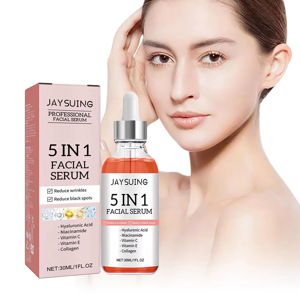 5 in 1 Fade Fine Lines Firming Face Serum Moisturizing Brightning Vitamin C Hyaluronic Acid Facial Serum Shrink Pores Skin Care
