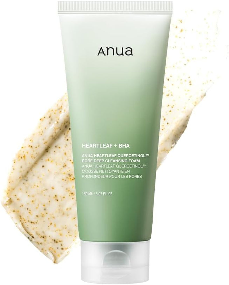 Heartleaf Quercetinol Pore Deep Cleansing Foam, Face Wash for Pore Refining Cleanser, Hydrating Daily Facial Cleanser for Double Cleansing, Gentle Foaming with BHA, Korean Skincare, 5.07 Fl.Oz