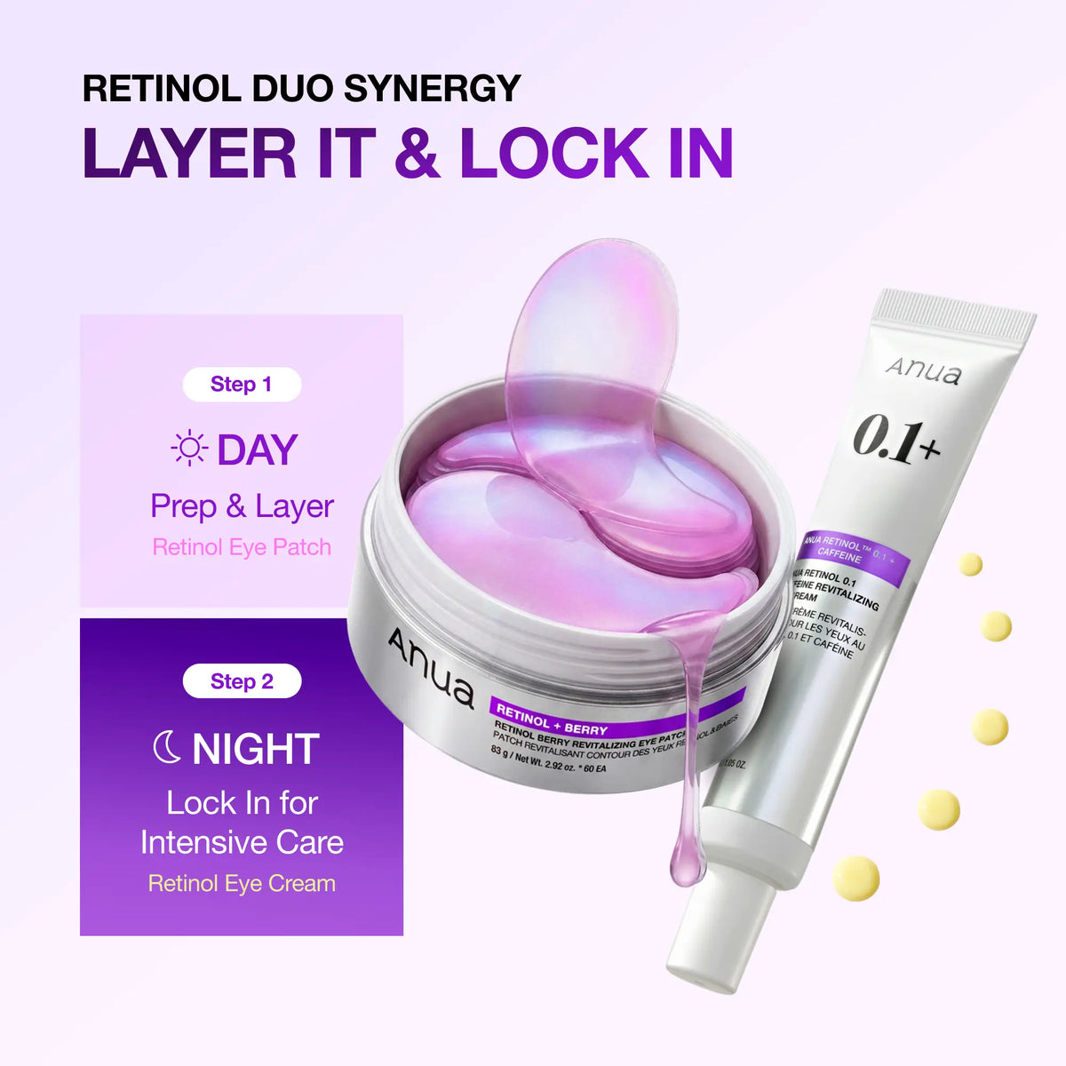 [Anua] Retinol Berry Revitalizing Eye Patch for Wrinkle and Dark Circles(60Ea), 8Hour Plumping Effect in 10 Minutes, Fuller Looking &amp; Lifted Skin, Hyal-Plumping Effect, Brightens Undereye by Antioxidant Berry Extracts, Relieves Puffiness with Caffeine