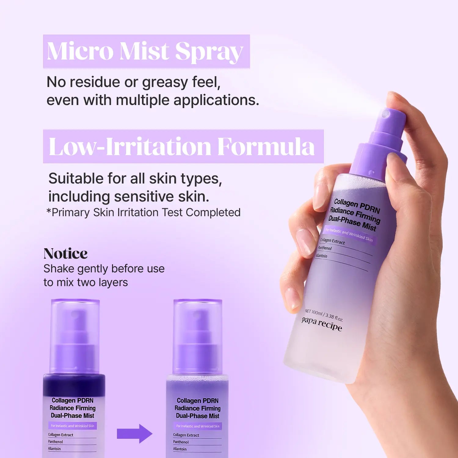 Papa Recipe Collagen PDRN Firming Duo Set – Dual-Phase Mist &amp; Daily Sheet Mask Bundle, Boost Elasticity &amp; Plump Look, Instant Glow, Deep Hydration, Lightweight Korean Skincare