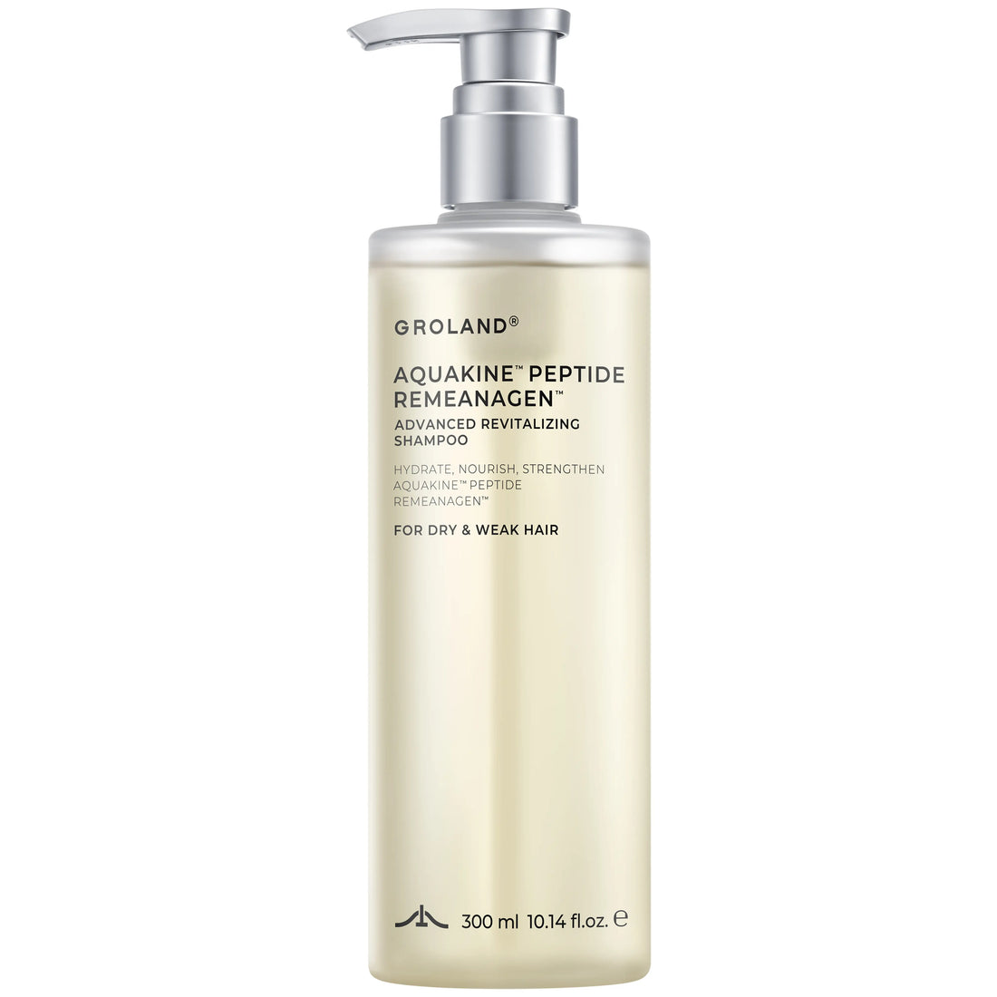 GROLAND Hydrating Shampoo for Dry Hair with Panthenol, Hyaluronic Acid, Ceramide NP, Caffeine, Remeanagen and Aquakine for Soft, Manageable Hair, 10.14 Fl Oz (300 Ml)