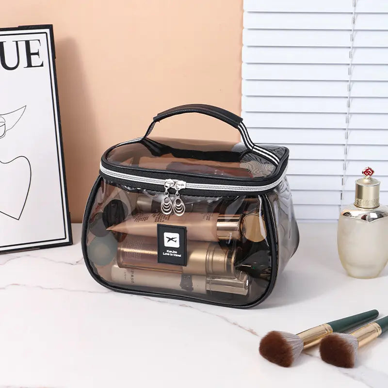 Luxury Retro Travel Organizer Bag - Waterproof Transparent Large-Capacity Home Storage Bag for Toiletries &amp; Cosmetics