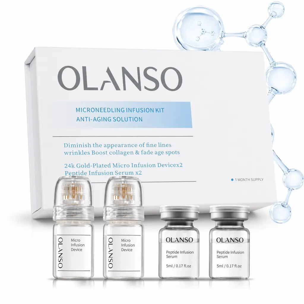 Olanso Facial Infusion Kit - 30 Ml Dropper Bottle Skin Care Kit with Radiant Serum &amp; Peptides, Multi-Pack for Glow up &amp; Aesthetic Glow, 1-Month Supply for All Skin Types, Dropper Bottle Skin Care Kits