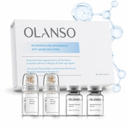 Olanso Facial Infusion Kit - 30 Ml Dropper Bottle Skin Care Kit with Radiant Serum &amp; Peptides, Multi-Pack for Glow up &amp; Aesthetic Glow, 1-Month Supply for All Skin Types, Dropper Bottle Skin Care Kits