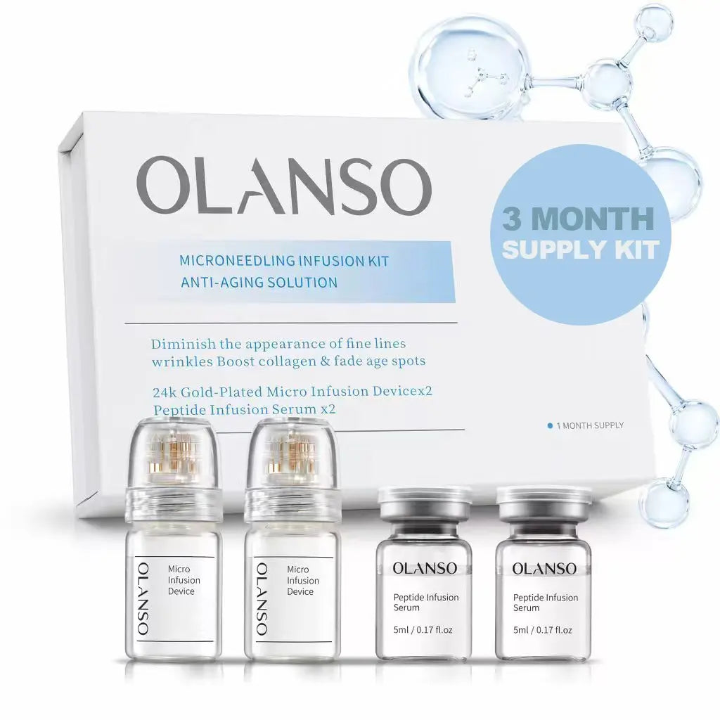 Olanso Facial Infusion Kit - 30 Ml Dropper Bottle Skin Care Kit with Radiant Serum &amp; Peptides, Multi-Pack for Glow up &amp; Aesthetic Glow, 1-Month Supply for All Skin Types, Dropper Bottle Skin Care Kits