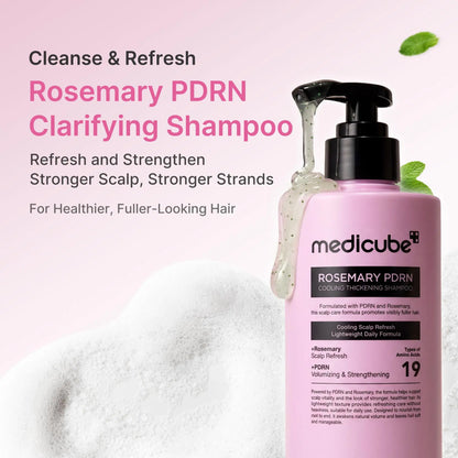 [LIMITED EDITION] Rosemary PDRN Hair Care Set | ALL-IN-ONE 4-Step Routine for Glass Hair | Shampoo, Conditioner, Hair Mask, Scalp Serum + FREE Brush | Care for Damaged, Frizzy Hair, Split Ends, Flaky &amp; Weakened Scalp | Korean Hair Care