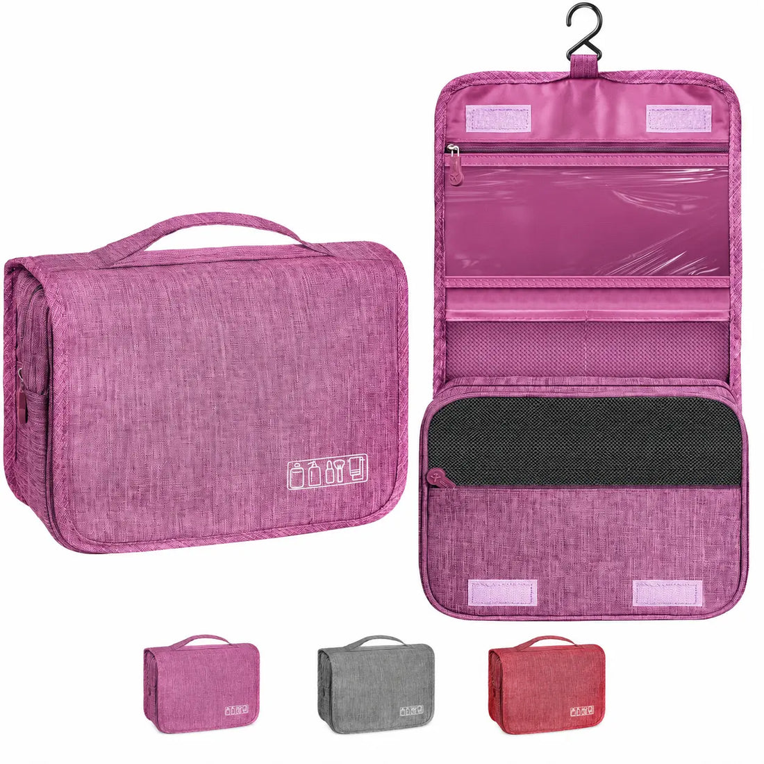 Hanging Toiletry Bag for Women and Men, Travel Makeup Bag with Hook, Waterproof Cosmetic Organizer with Multiple Compartments, Portable Bathroom Storage Bag for Shampoo, Skincare, Toothbrush, Beauty Accessories Travel Essentials for Vacation, College Dorm