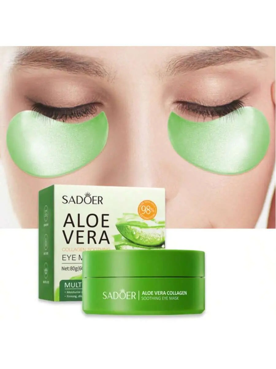 SADOER Aloe Vera under Eye Mask Pads Pack - 60 Gel Patches, Daily under Eye Moisturizer, Soothing Formula to Hydrate &amp; Boost Skin Health, under Eyes