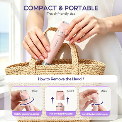 Alltou 3-In-1 Bikini Trimmer for Women, Electric Shaver &amp; Body Hair Remover, Rechargeable Hair Removal Tool with Replaceable Heads for Pubic Hair, Bikini Area, Face, Underarms and Legs,Dorm Essentials Tiktokshopbacktoschool