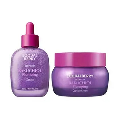 EQQUALBERRY Bakuchiol Duo – Serum &amp; Capsule Cream Set for Firming, Smoothing &amp; Hydrating | Gentle Retinol Alternative for Radiant, Resilient Skin