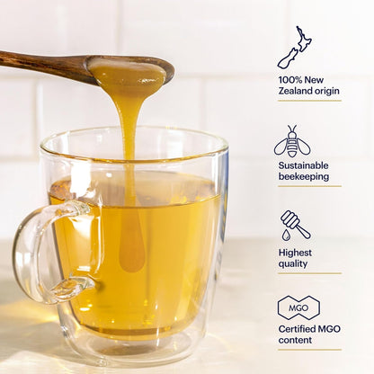 UMF 13+/MGO 400+ Manuka Honey (250G/8.8Oz) | Superfood, Authentic Raw Honey from New Zealand