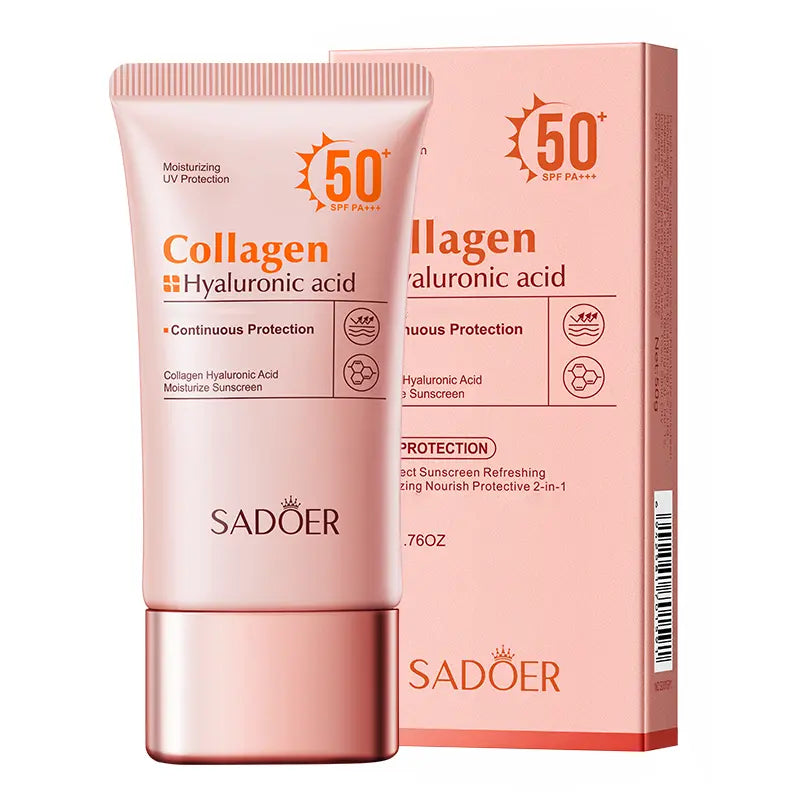 Collagen &amp; Hyaluronic Acid Liquid Sunscreen SPF50+ for Adults - 2-In-1 UV Protection &amp; Moisturizing Sunscreen for Face, Daily Use &amp; Outdoor Activities, Facial, Any, Hydrating, 50Ml, 100G, Self Care Products, Lightweight Gel