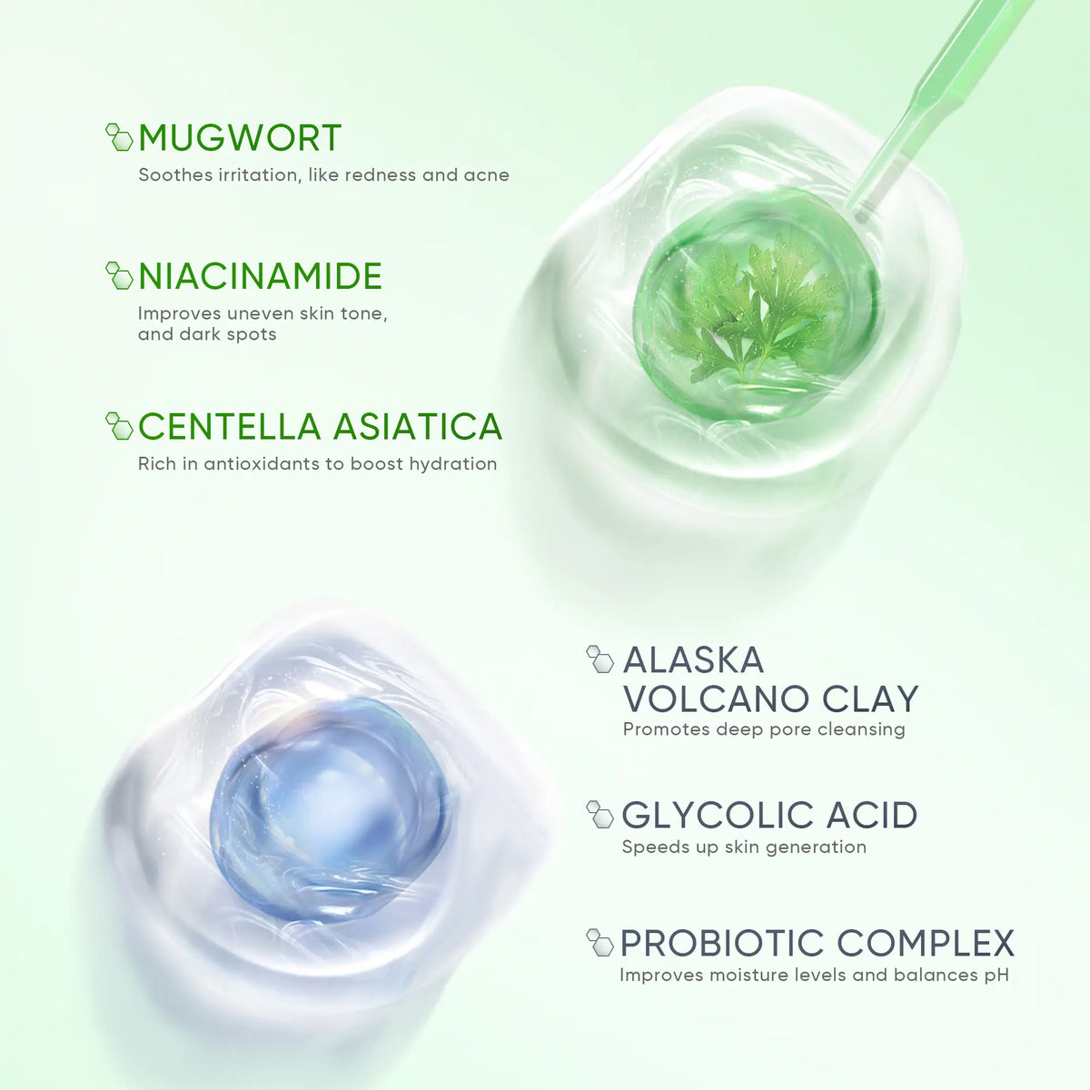 SKINTIFIC Mugwort &amp; Volcano Clay Stick Twin Combo - Glycolic Acid &amp; Salicylic Acid Exfoliating Duo - Gentle Non-Drying Clay Mask Sticks