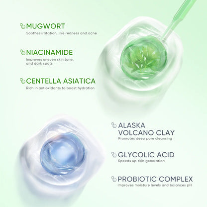 SKINTIFIC Mugwort &amp; Volcano Clay Stick Twin Combo - Glycolic Acid &amp; Salicylic Acid Exfoliating Duo - Gentle Non-Drying Clay Mask Sticks