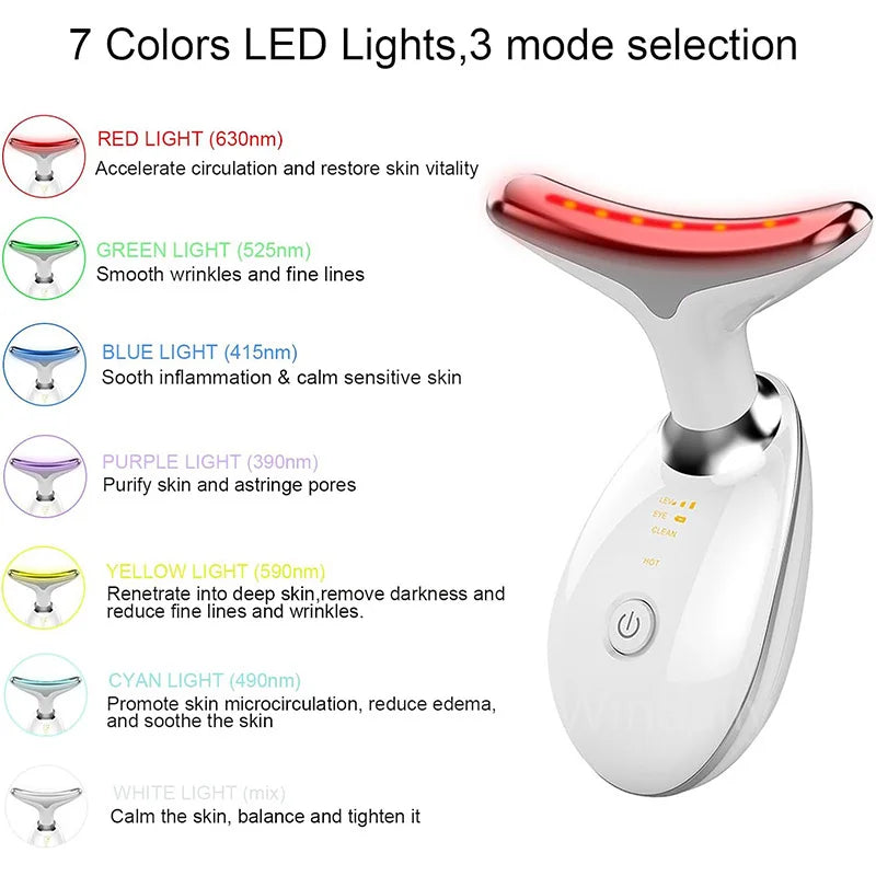 Microcurrent Face Neck Lifting Massager LED Photon Therapy Skin Tighten Massage Reduce Double Chin anti Wrinkle Beauty Device