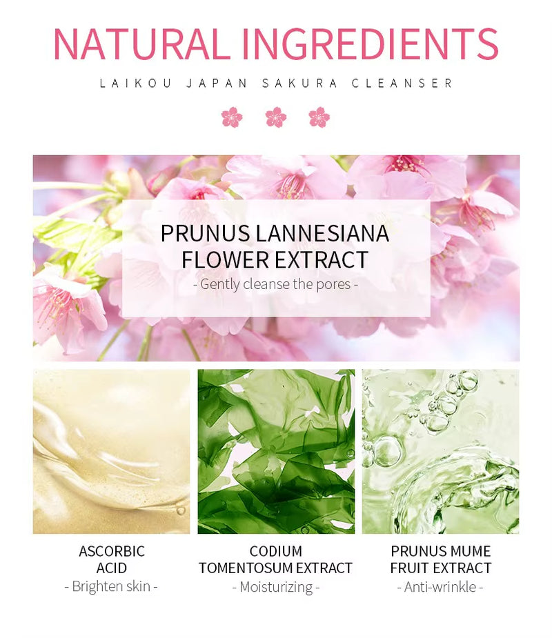 Sakura Cleanser Rich Foam Deep Clean Remove Grease Improve Oily Face Wash Cream Gentle Moisturizing Remove Blackhead Cleanser