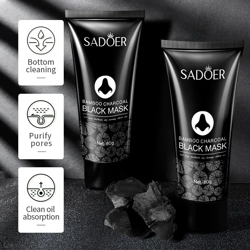 Blackhead Removal Peeling Mask Bamboo Charcoal Deep Pore Cleansing for Face &amp; Nose 60Ml Gentle Exfoliation Flawless Clear Comfort Facial Daily Skin Repair