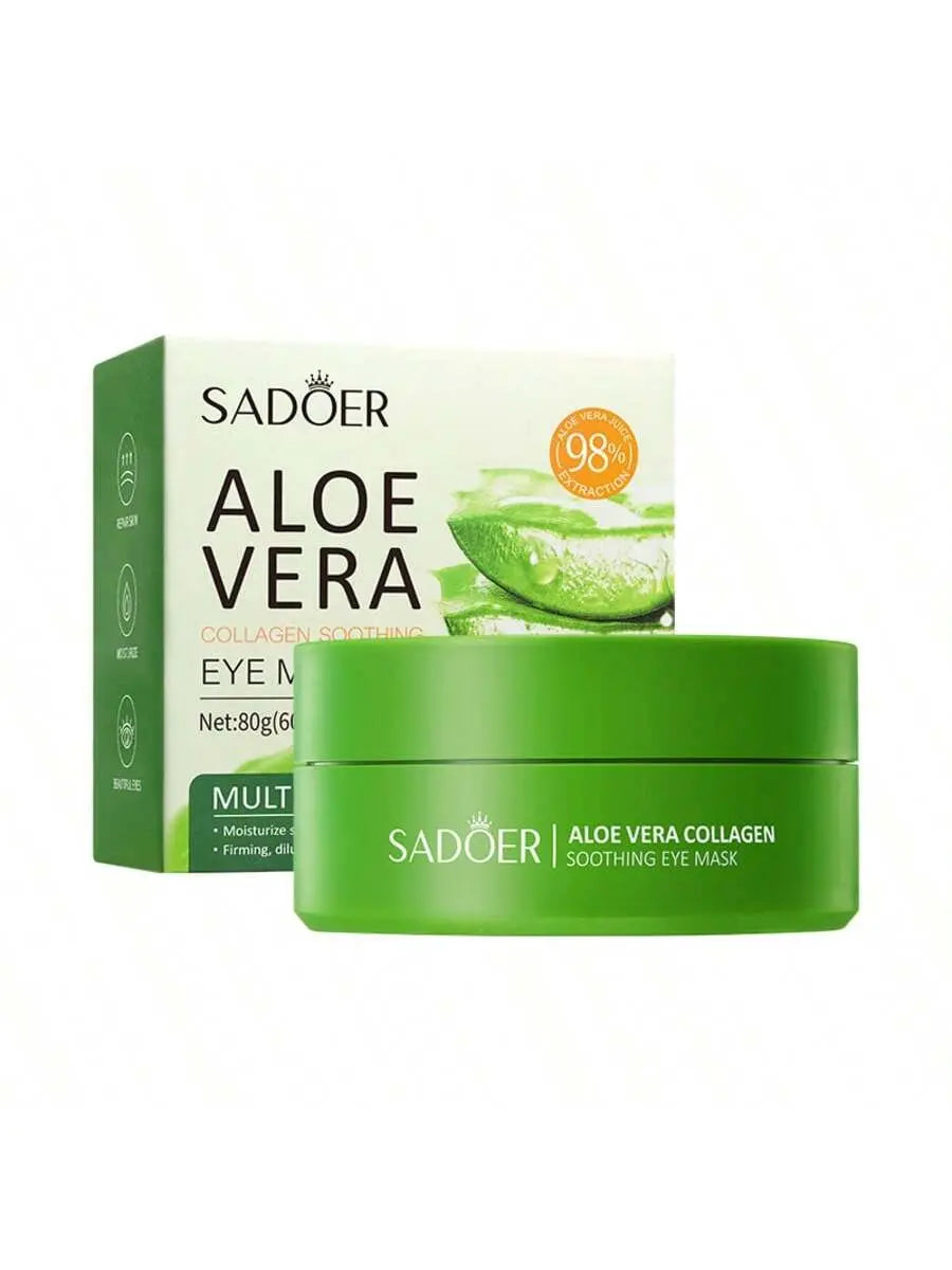 SADOER Aloe Vera under Eye Mask Pads Pack - 60 Gel Patches, Daily under Eye Moisturizer, Soothing Formula to Hydrate &amp; Boost Skin Health, under Eyes
