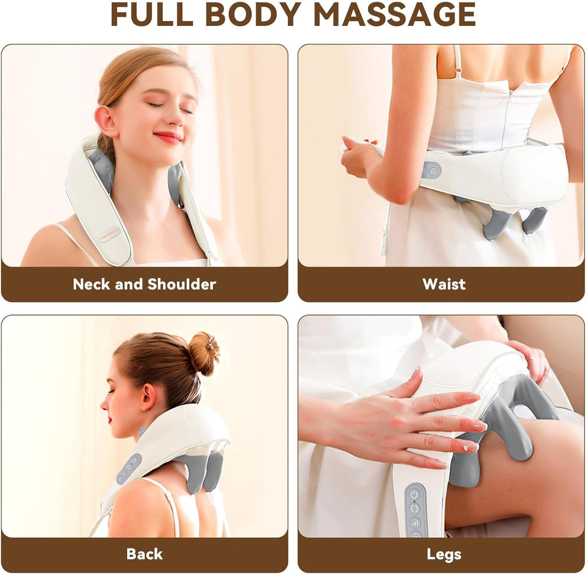 Neck Massage with Heat – Cordless Rechargeable Comfort Massager with 6 Rotating Nodes, Adjustable Speeds for Neck, Back, Shoulders, Legs &amp; Feet – Home, Office or Travel Use