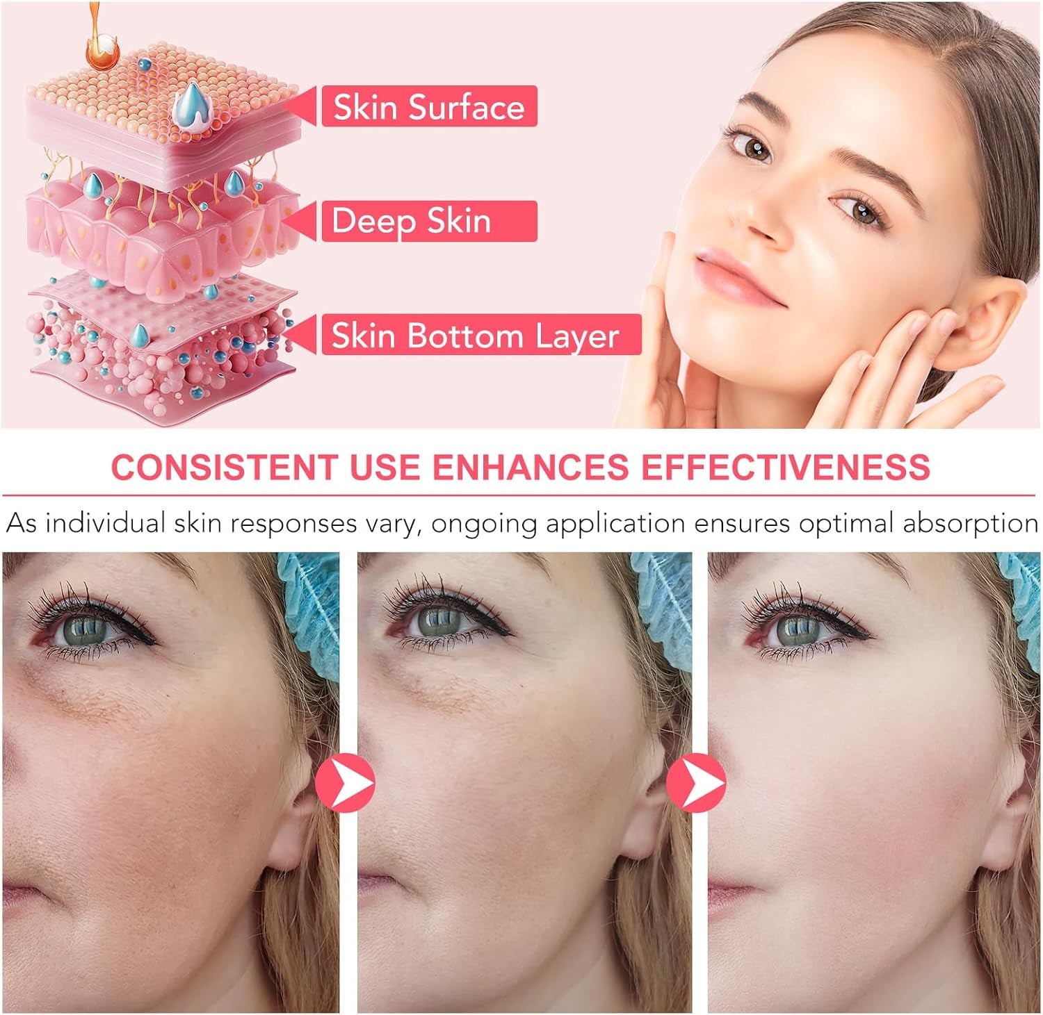 Bio-Collagen Real Deep Mask, Hydrating Overnight Mask, Pore Minimizing, Collagen Overnight Mask for Hydrate, Brighten, Shrink Pores, Soothe, Repair, Korean Face Mask (4P) (Pink)