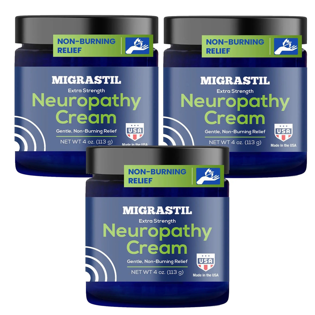 Migrastil Neuropathy Cream - Soothing Cream 3-Pack for Feet, Legs, Hands, Etc. Aloe Shea Butter Gentle Clove Moisturizing Body Care Daily. HSA/FSA Eligible