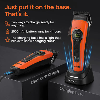 Professional Hair Clippers for Men Outer-Rotor Motor Hair Trimmer Dlc-Blade Barber Clipper for Hair Cutting Cordless Electric Clippers Hair Cutter