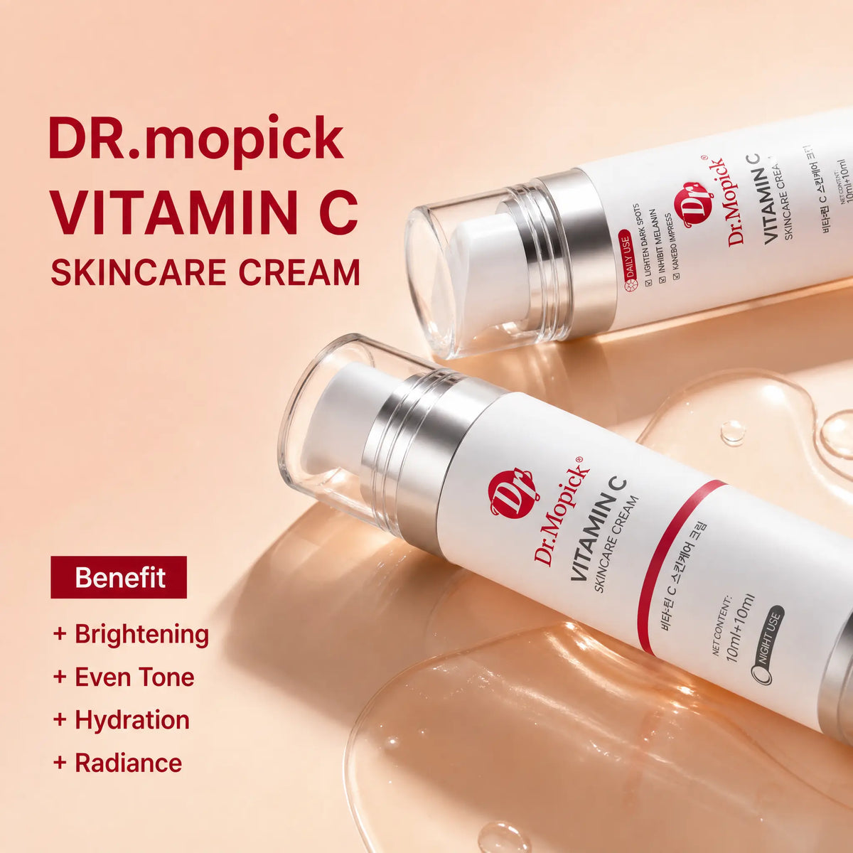 Vitamin C &amp; Niacinamide Face Serum, a Moisturizing Beauty Product That Brightens Dull Skin for a Fresh Glow - Dual Chamber Complex for Day &amp; Night Use, All Skin Types, Hydrate, Face Care Products, All-Day Moisturizers &amp; Mists, Single Item