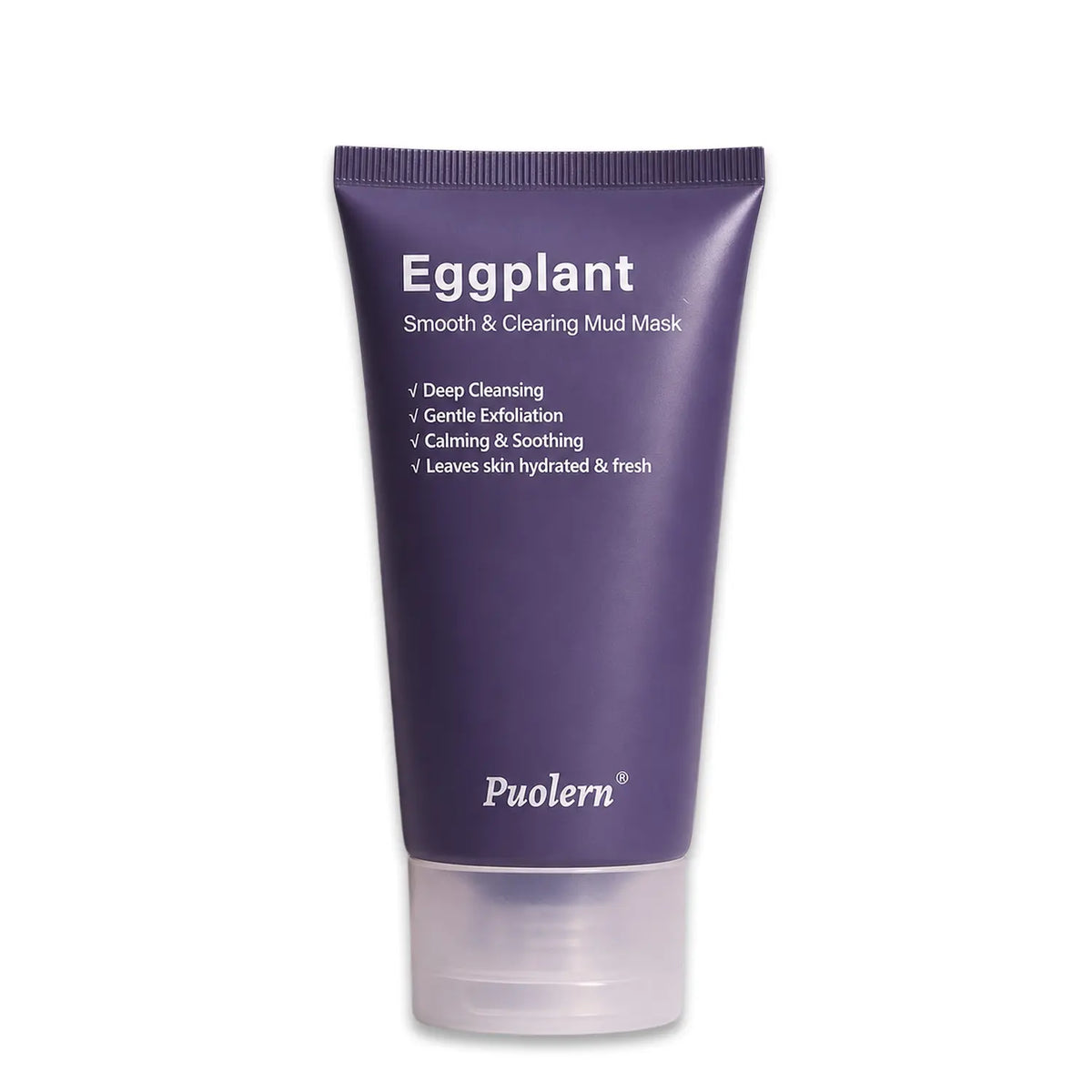 [ Puolern ] Smooth &amp; Clearing Eggplant Clay Mask, Deep Cleansing Face Care with Kaolin, Centella &amp; Hyaluronic Acid, 80 G