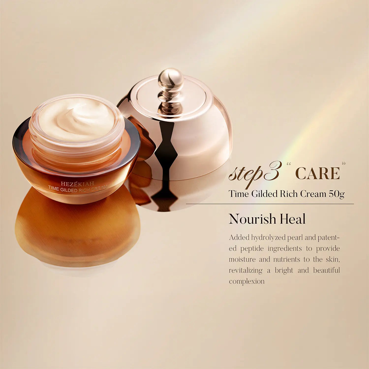 HEZEKIAH Time Gilded Radiance 3-Step Anti-Aging Firming Skincare Set - Moisturizer-Infused, Deeply Hydrates, Smooths Fine Lines, Boosts Skin Elasticity, Hydrate, Firming Set, for Women, Beauty Gift Sets